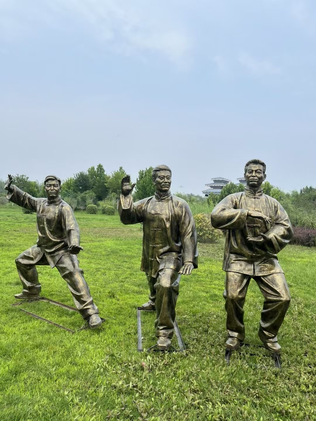 太极文化摆件 打太极场景雕塑人像