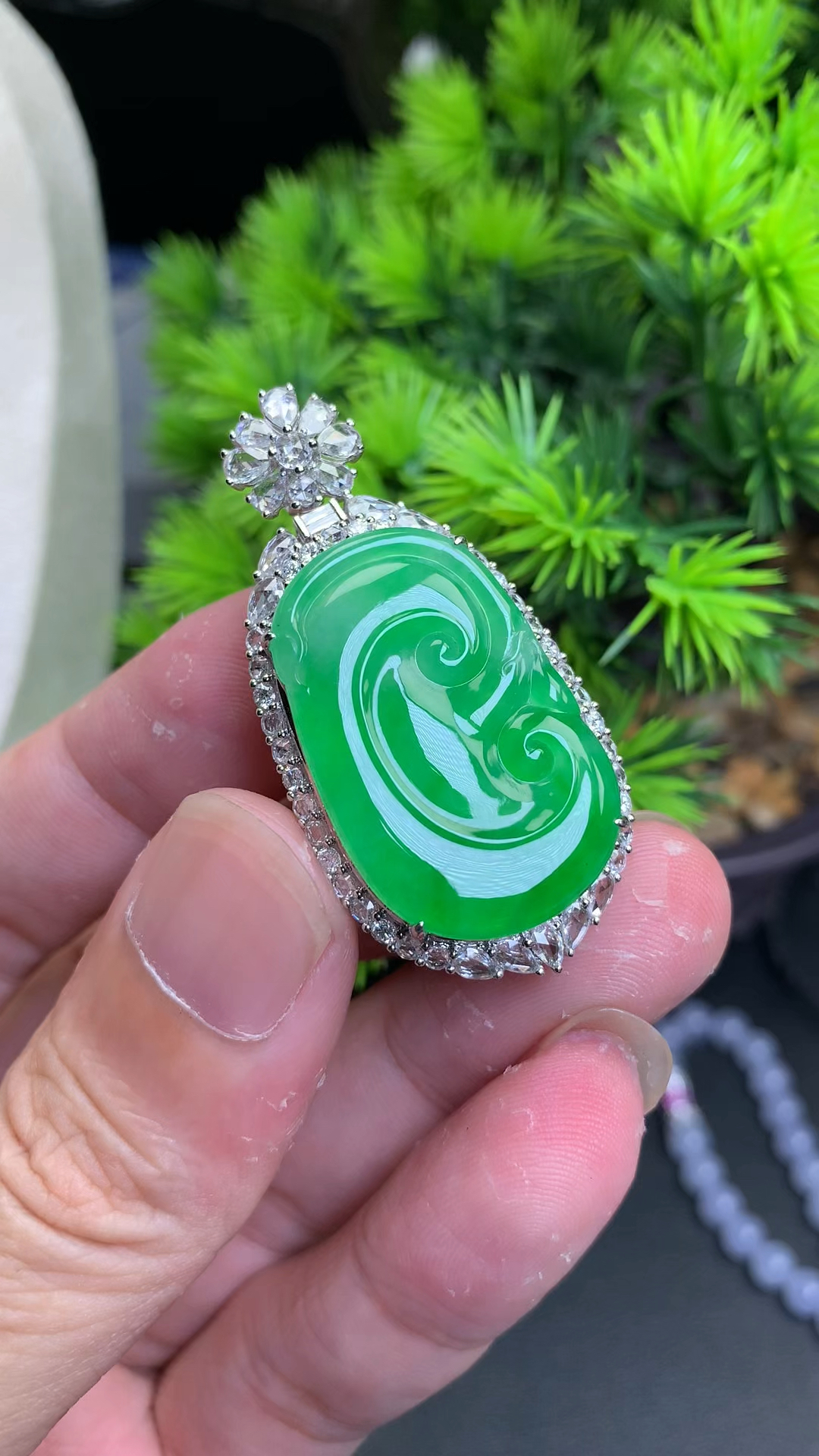 冰阳绿翡翠如意,大件满绿够用