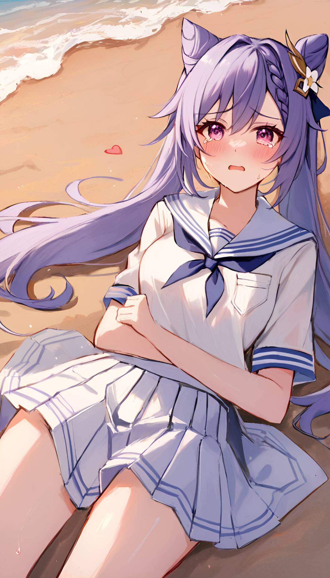 在沙滩上被旅行者索要的刻晴哦