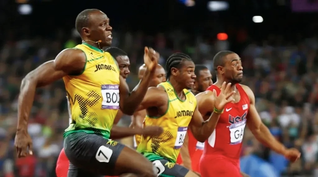 过9秒69的是: 泰森盖博尔特跑步照片布雷克跑姿博尔特盖伊布雷克合照