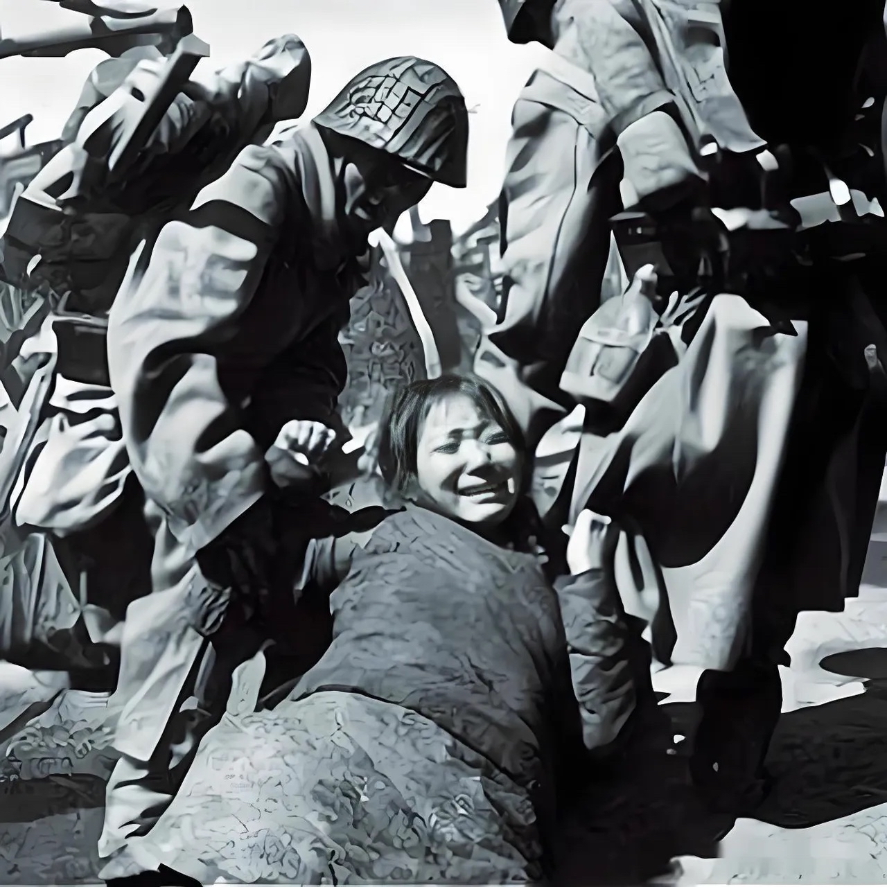 1937年9月12日,几名日军把从四处搜寻出来的女性集体赶到大街上,并