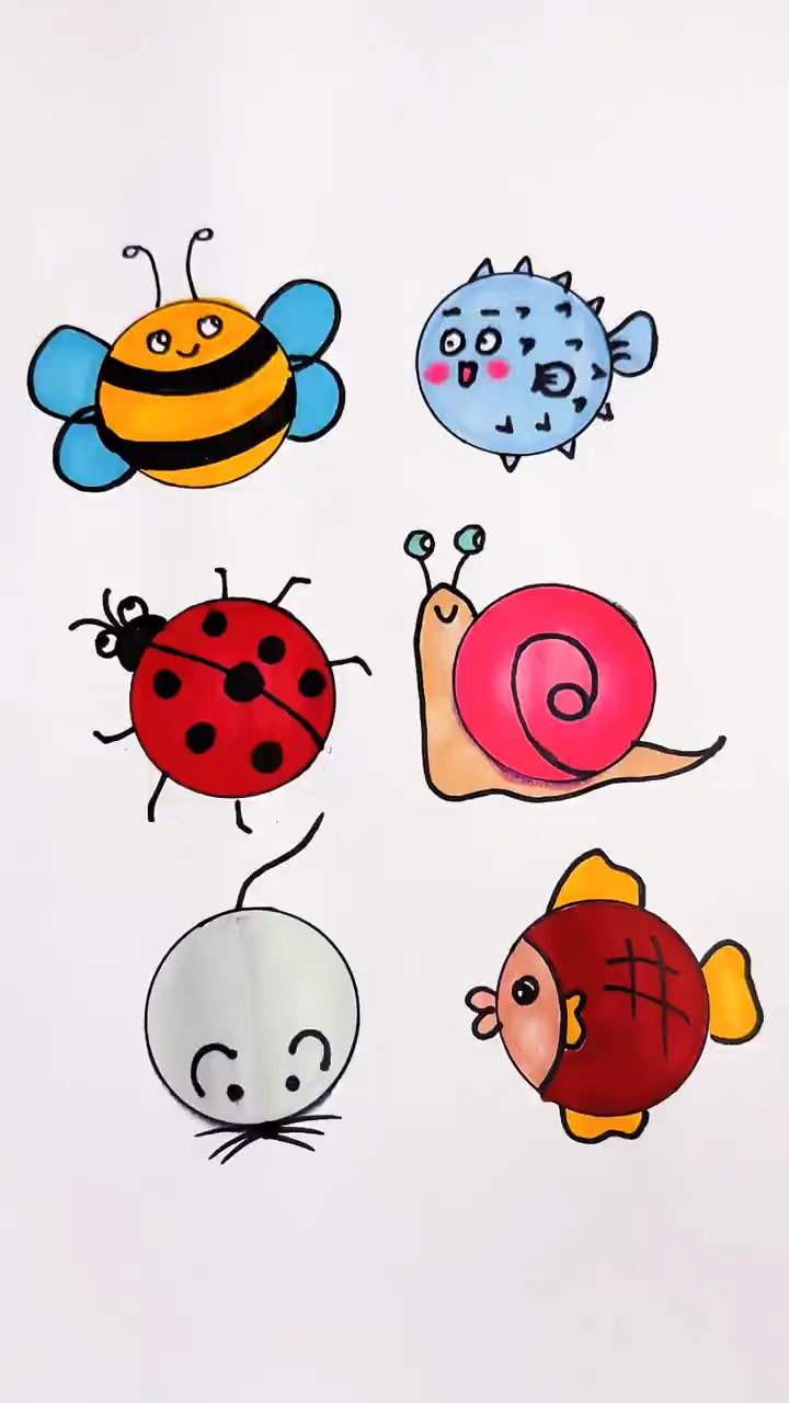 教你用圆画小动物!