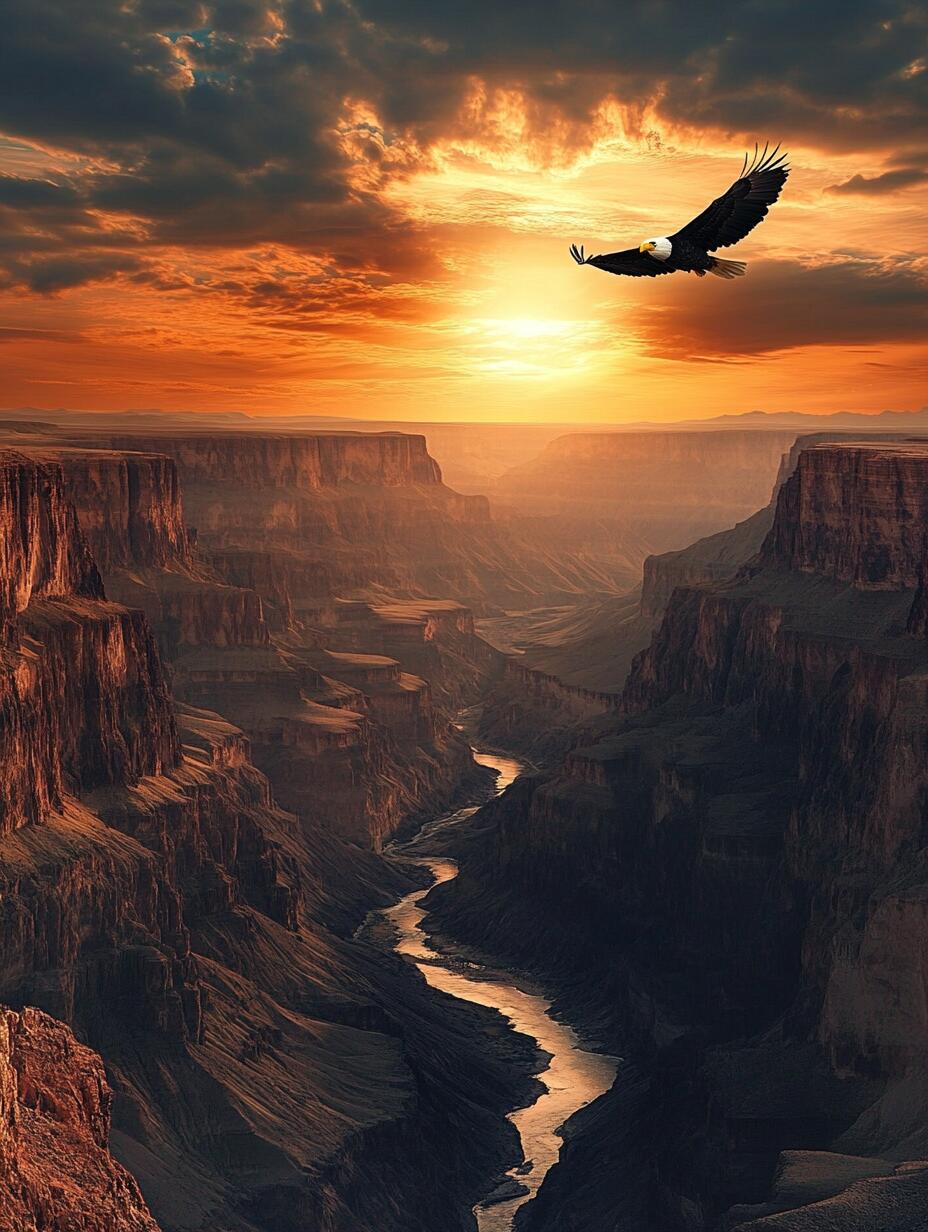 雄鹰腾飞,与天空搏出精彩瞬间,黄昏衬托着它矫健的身