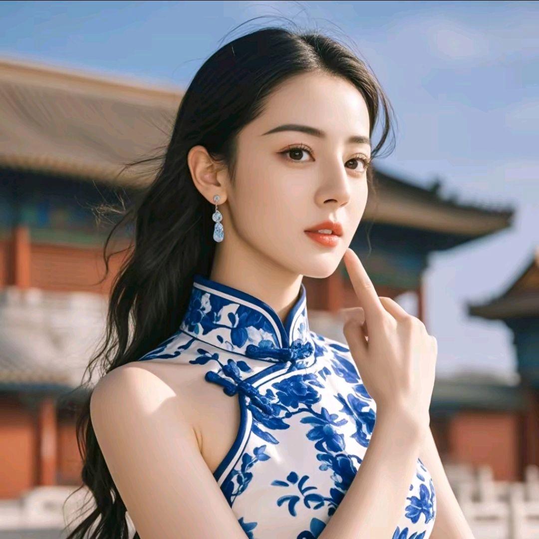 迪丽热巴青花瓷旗袍秀,现代与古典的完美结合!