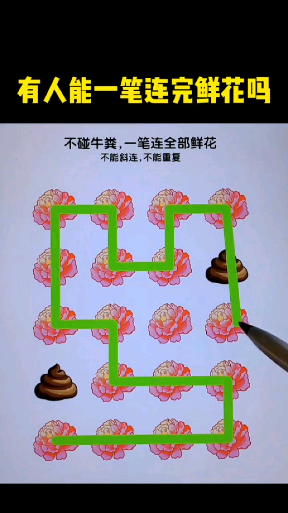 有人能一笔连完鲜花吗