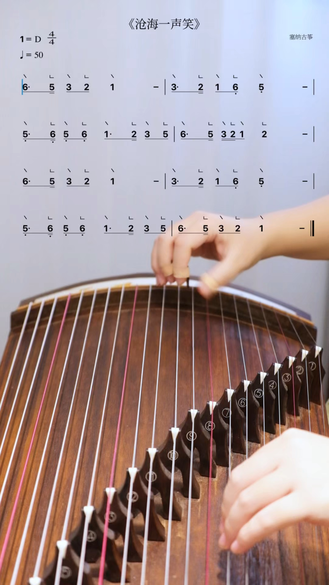 零基础学古筝之《沧海一声笑》动态曲谱带练速度50