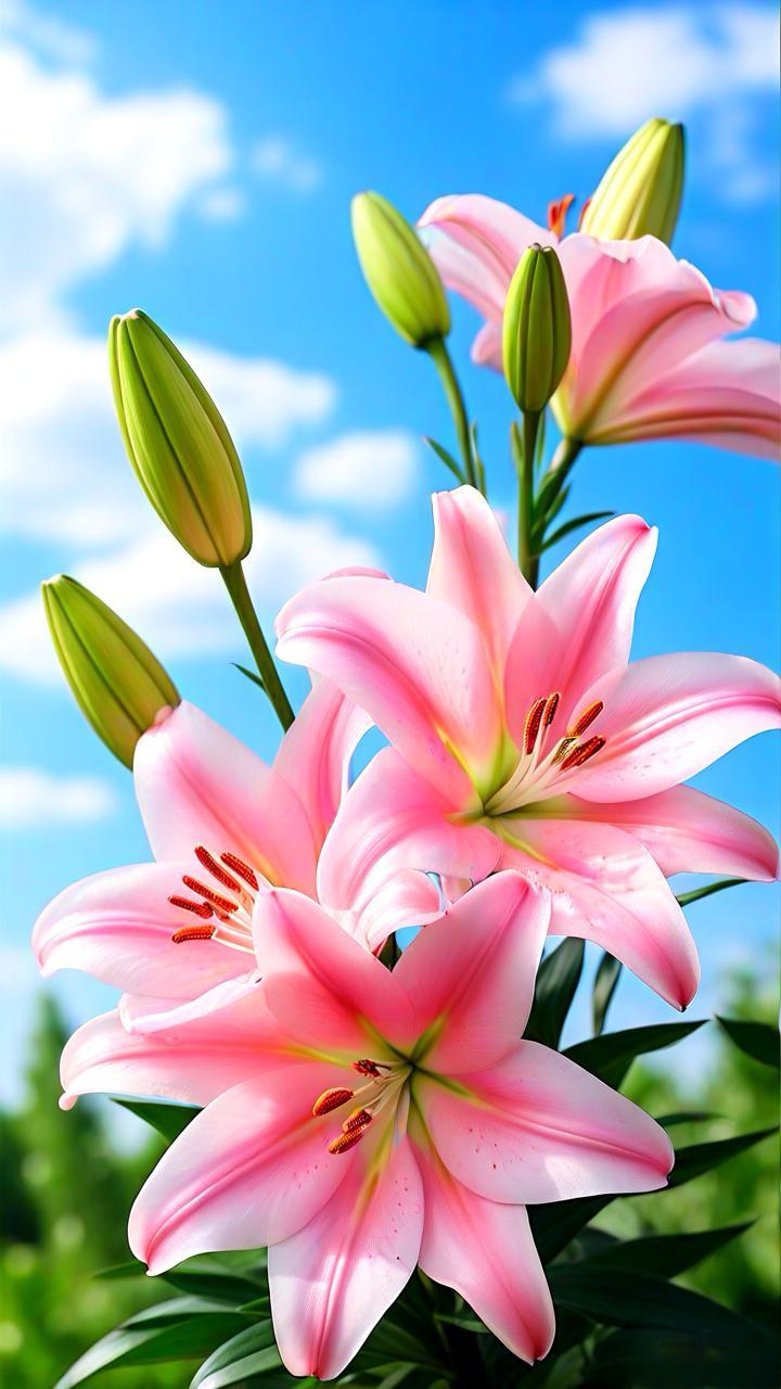 微风轻拂,百合绽放.那洁白的花瓣微微颤动,仿佛在风中吟唱着轻柔的歌