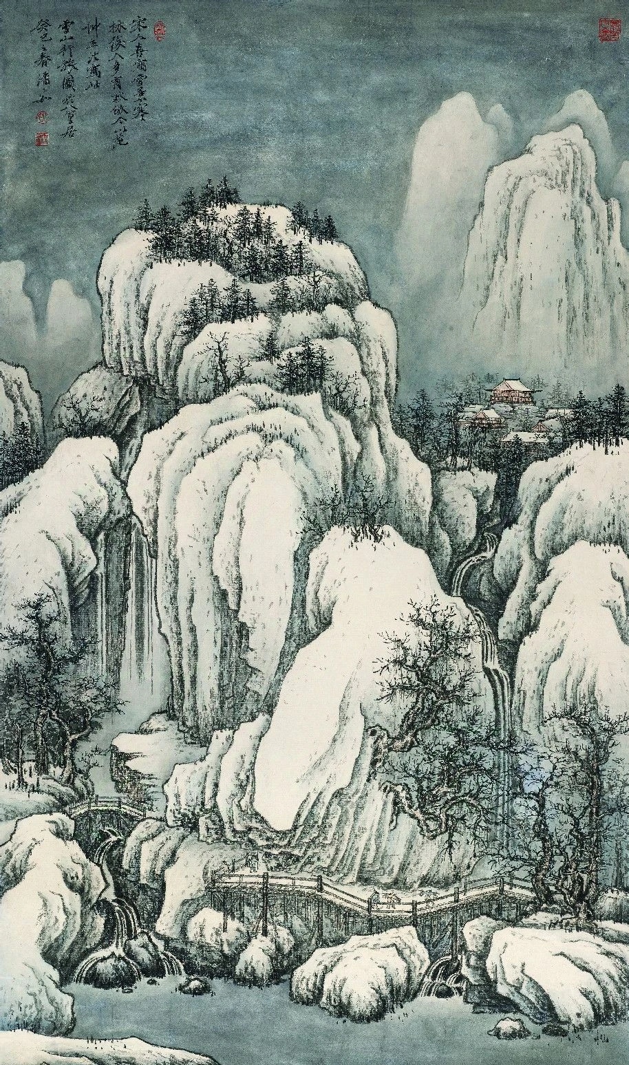 名家大师工笔青绿山水雪景画的魅力第一篇精选九幅