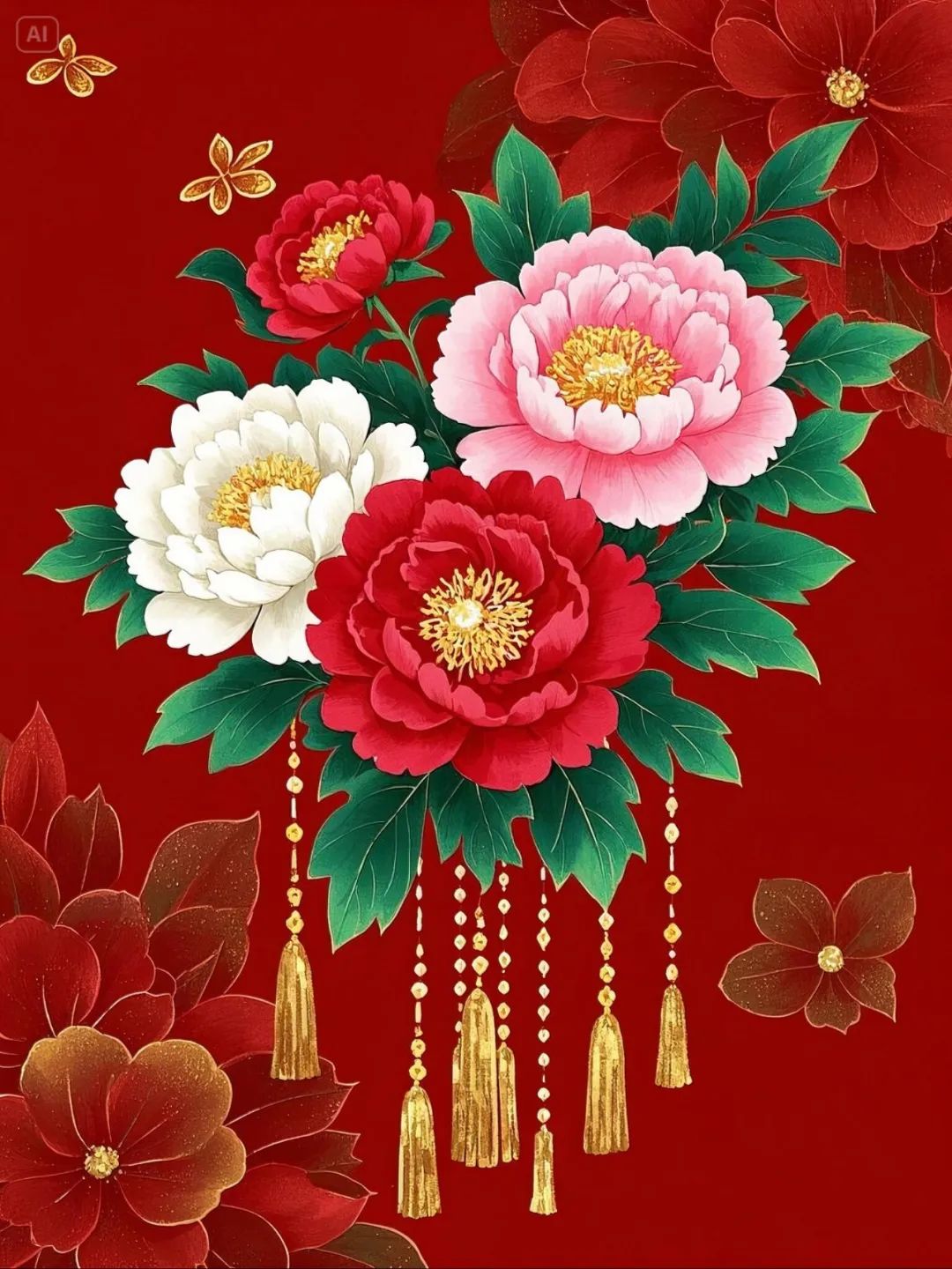 娇容绽放千般媚,富贵风姿万众夸. 艳影摇枝迎晓日,芳魂弄彩映流霞