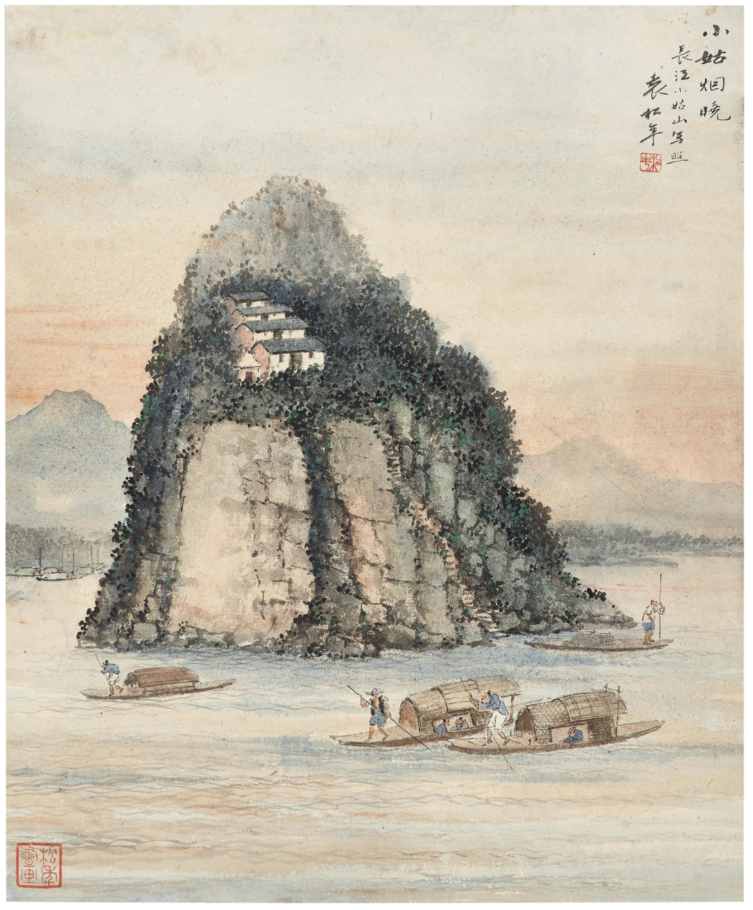 袁松年扇面画山水岁月  山水 古代名画横幅年画山水山水年画图片大全
