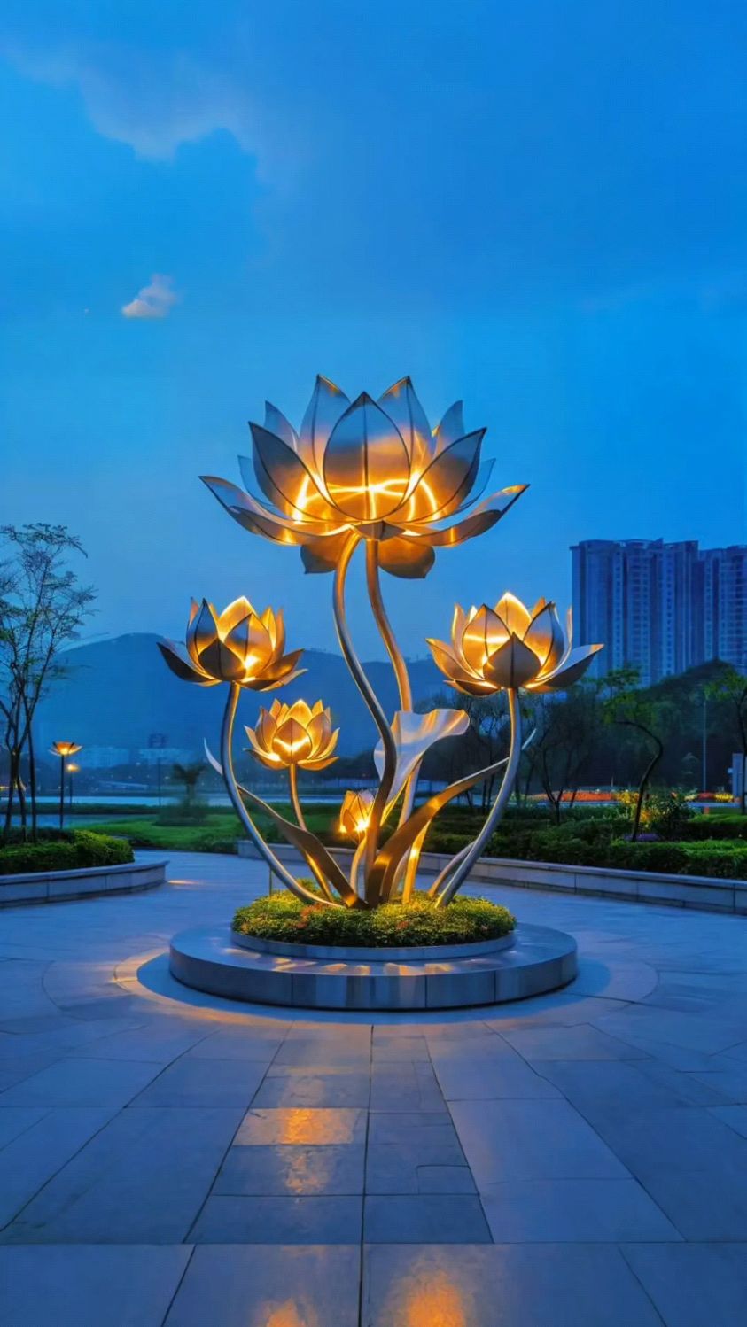 文旅景观灯光亮化小品雕塑艺术装置荷花