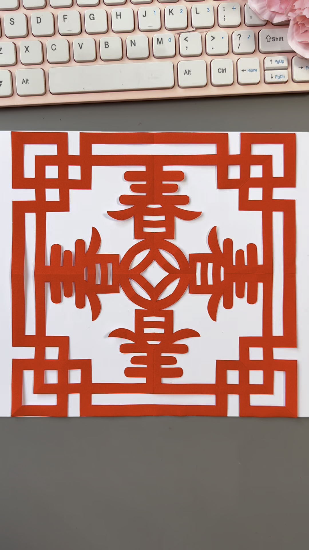 画长方形剪迎春窗花,非常喜庆,一看就会