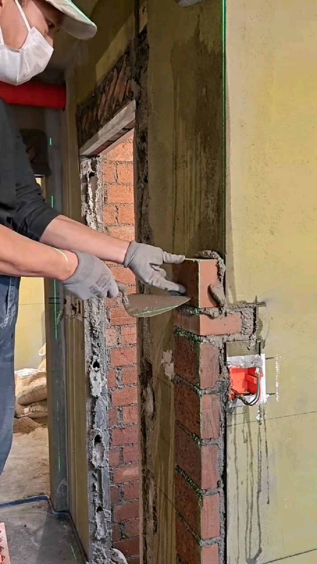 红砖砌门垛#家装施工