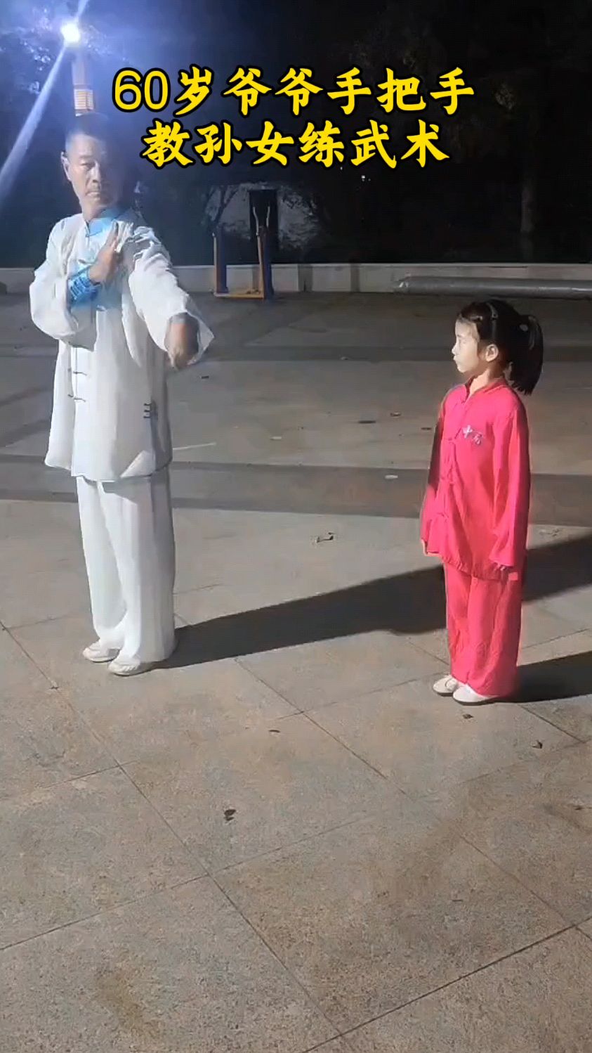 60岁爷爷手把手教孙女练武术,果然言传身教才是最好的教育!