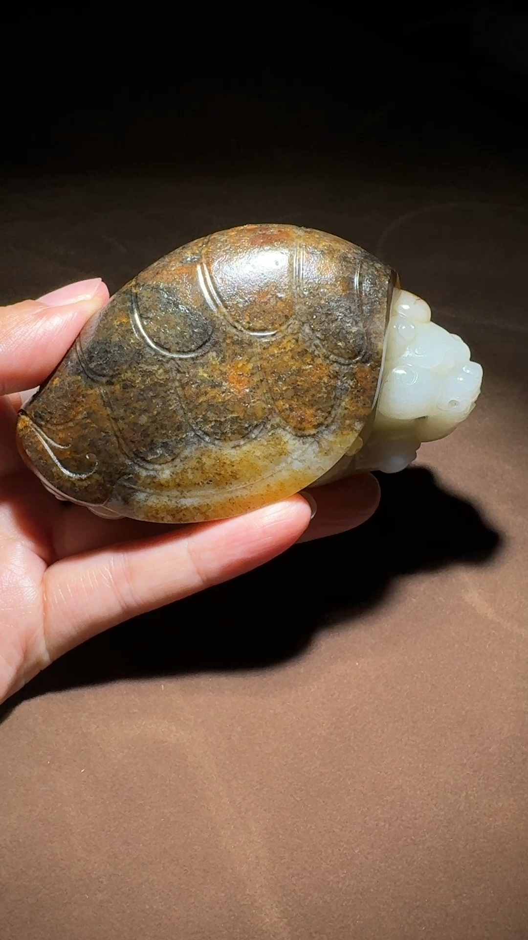 和田玉籽料高档龙龟把件鉴赏 满皮