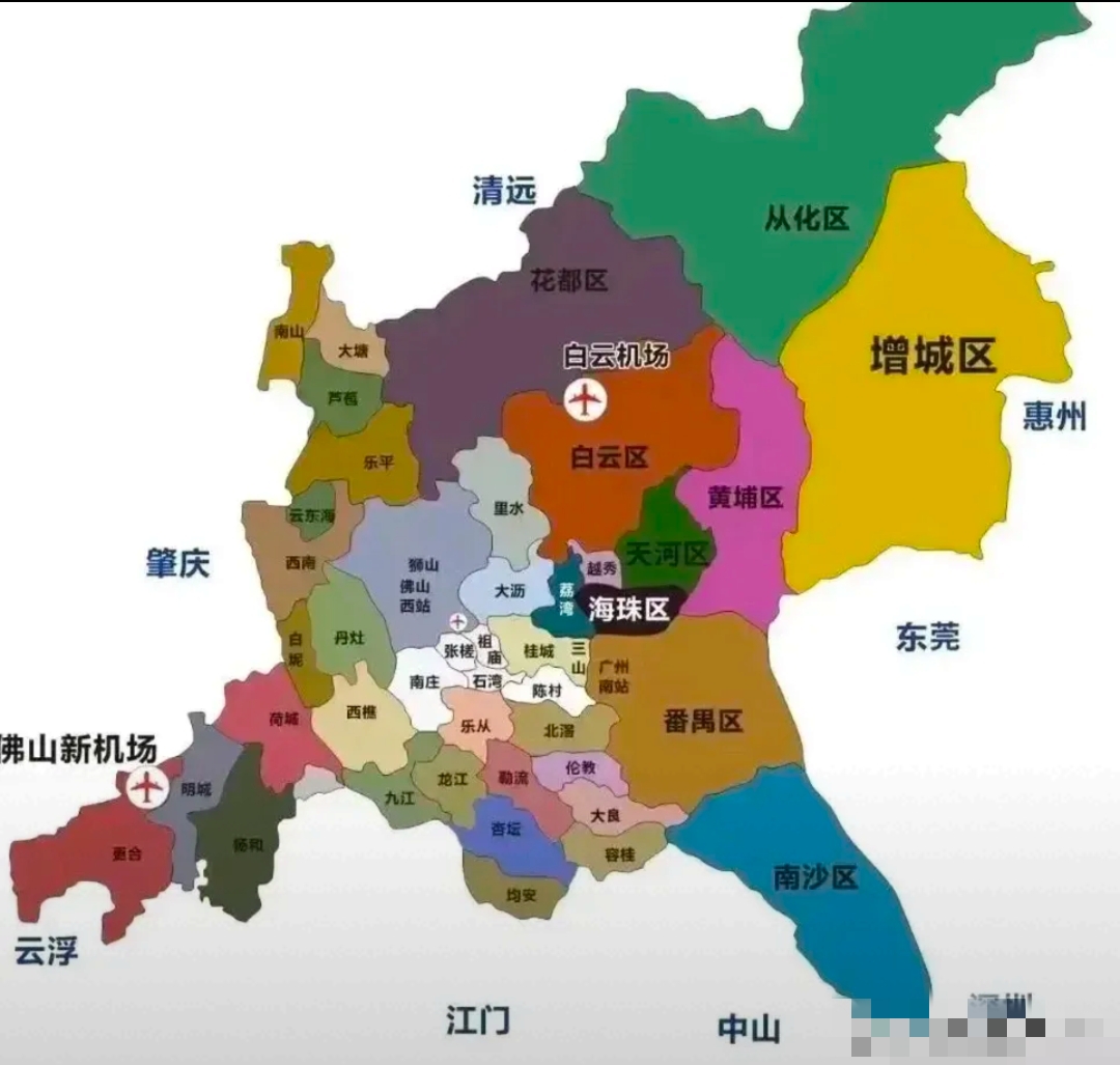确实,从地图上便能清晰地看到,广州和佛山彼此相邻,距离极近,且城市