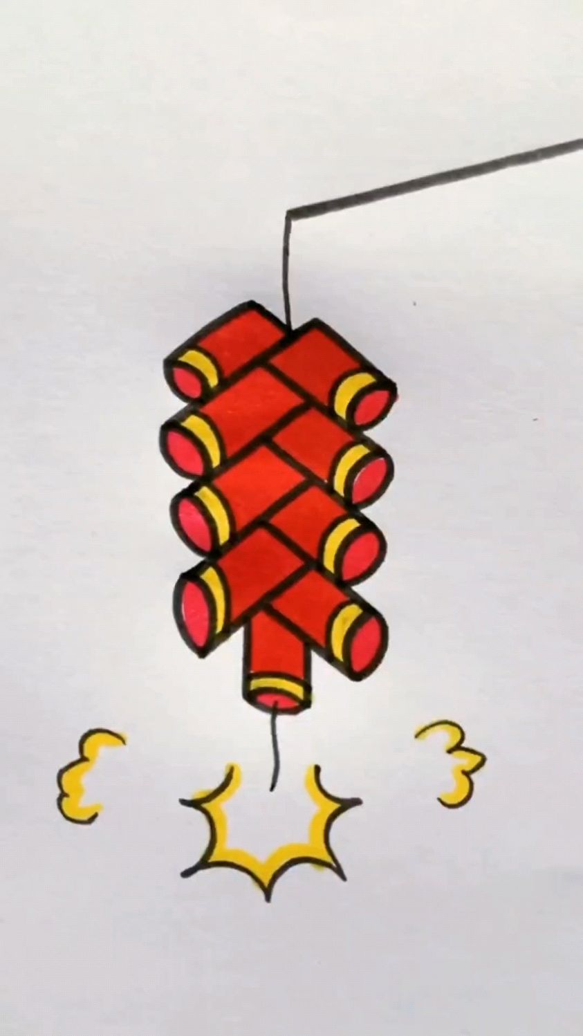 鞭炮简笔画,喜欢的收藏