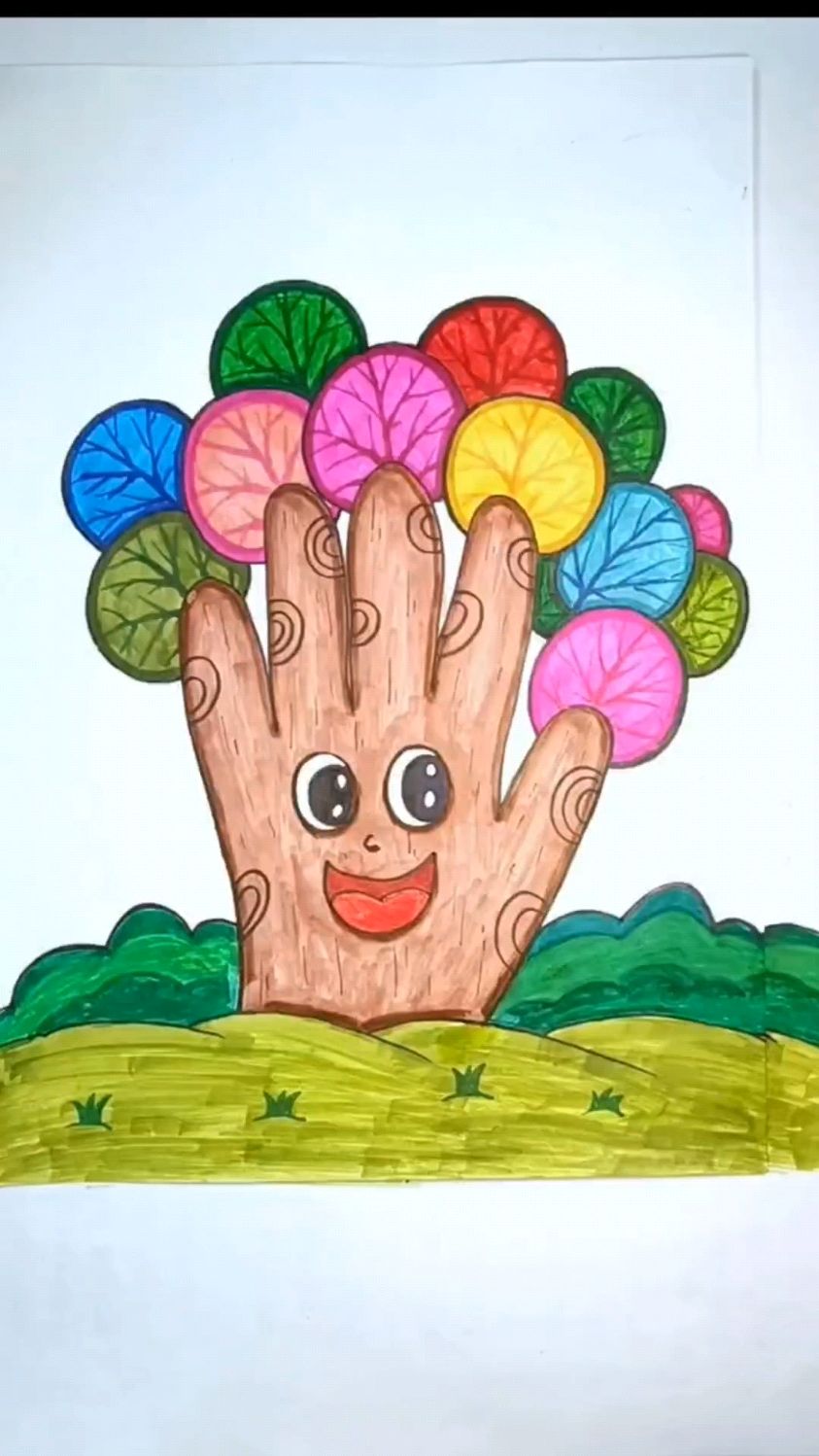 手掌画大树,喜欢的收藏