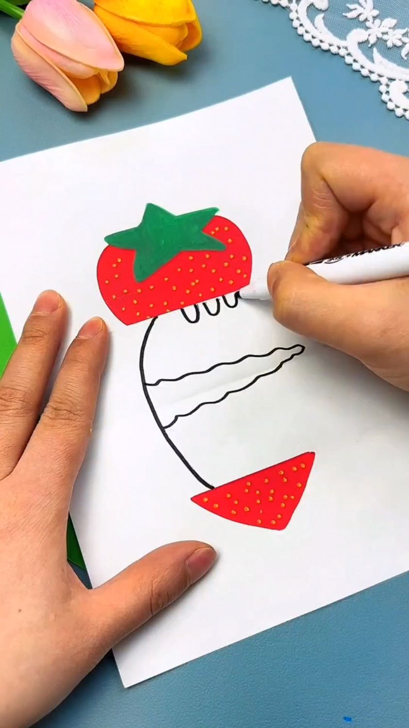 创意草莓简笔画,太可爱了