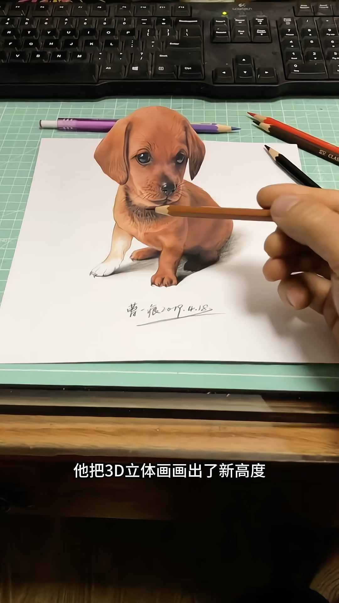 他被誉为当代神笔马良,凭借惟妙惟肖的立体感画作,走红网络