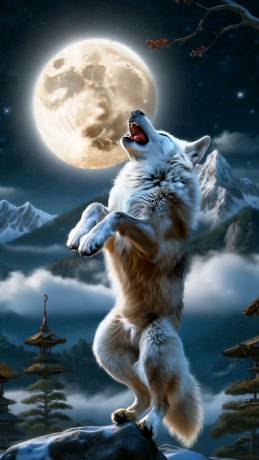 月光下,染上狂犬病的狼