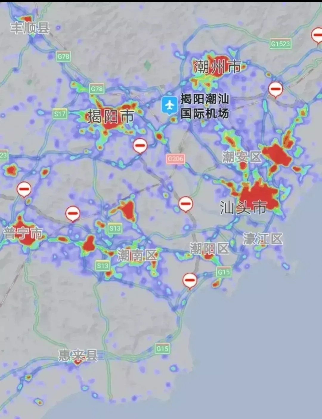 2025新春快乐 要是潮汕这热力图是真实的那谷饶堪称潮汕第一强镇