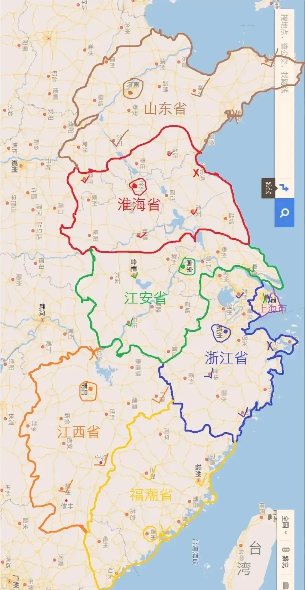 华东地区原本为6省1市,如今依旧保持6省1市的数量不变.