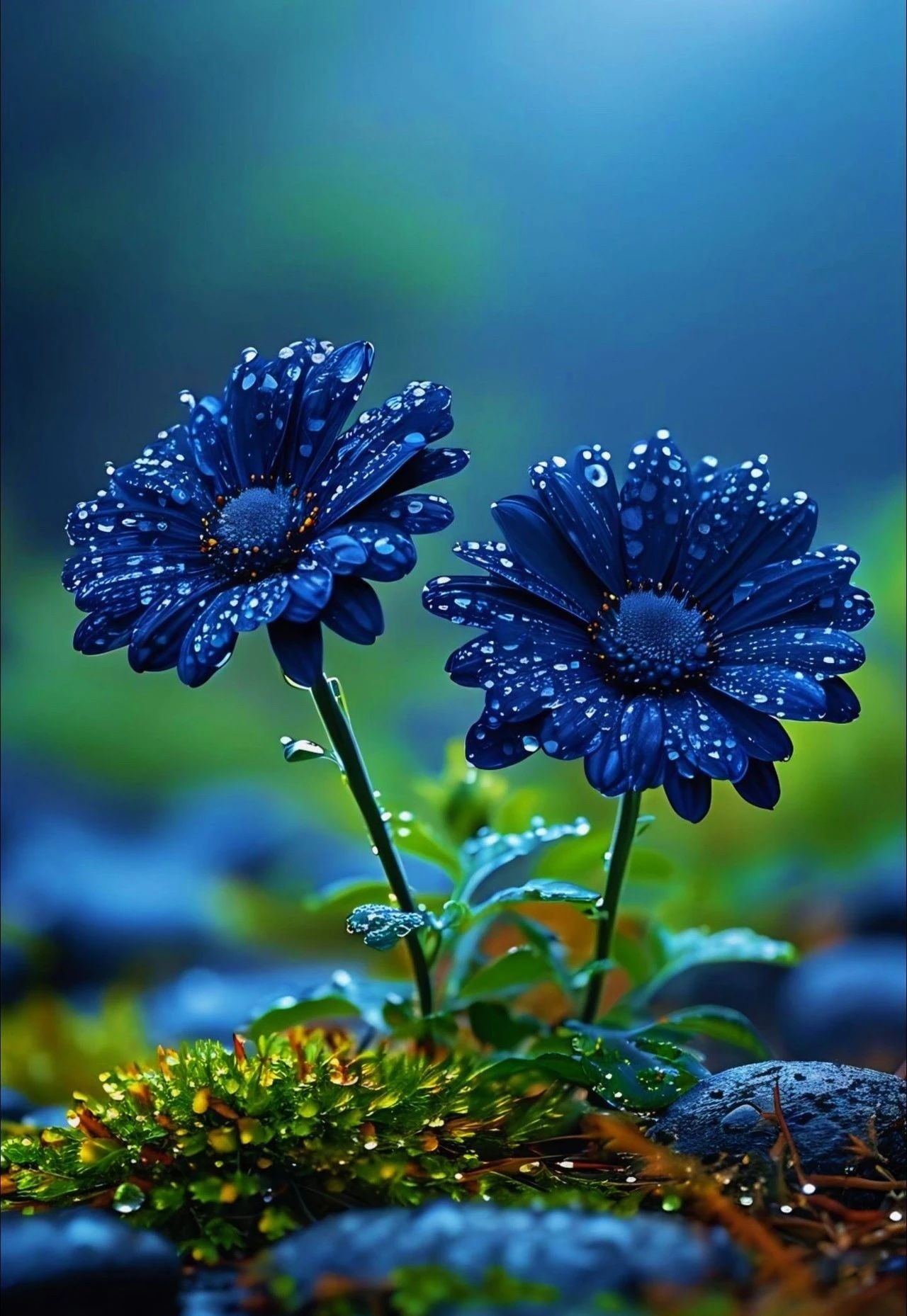 而那蓝色矢车菊,沾满了露珠,宛如繁星坠落人间