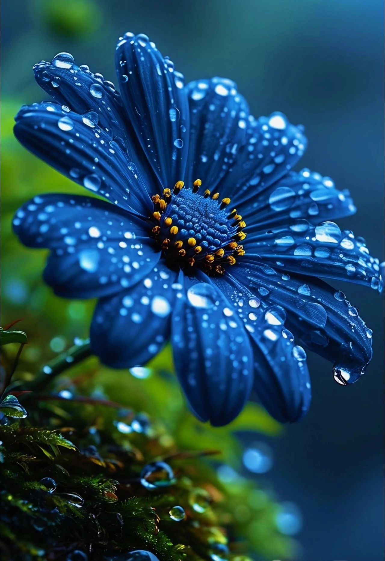 而那蓝色矢车菊,沾满了露珠,宛如繁星坠落人间