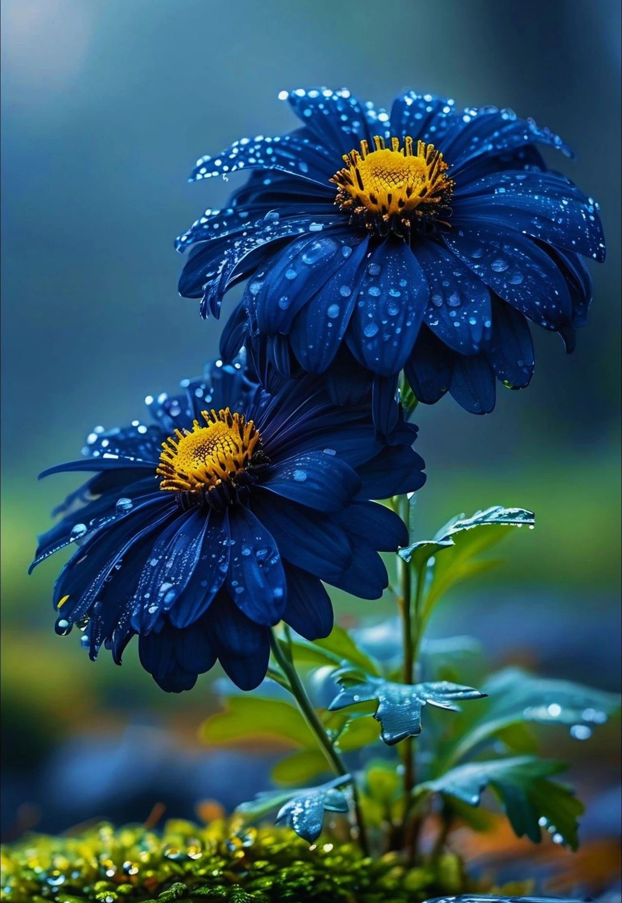 而那蓝色矢车菊,沾满了露珠,宛如繁星坠落人间