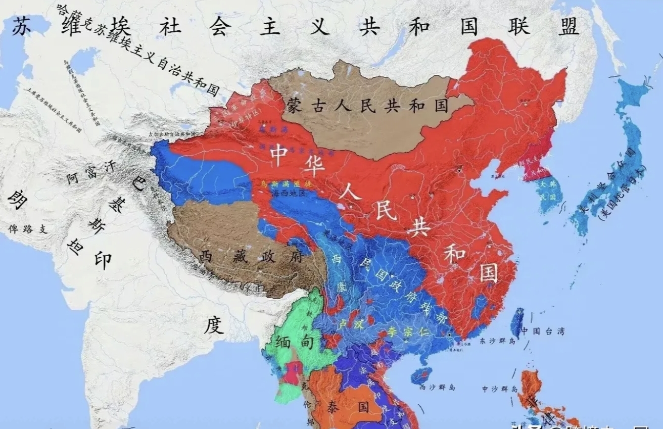 1949 年,建国初期,我国的地理版图尚未完全统一,西南区域仍未完全解放