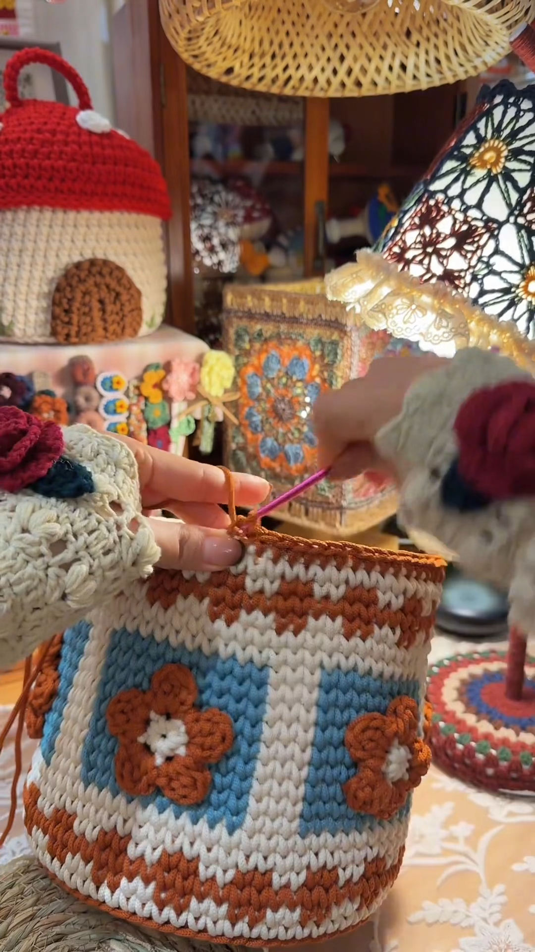 纯手工钩织收纳盒