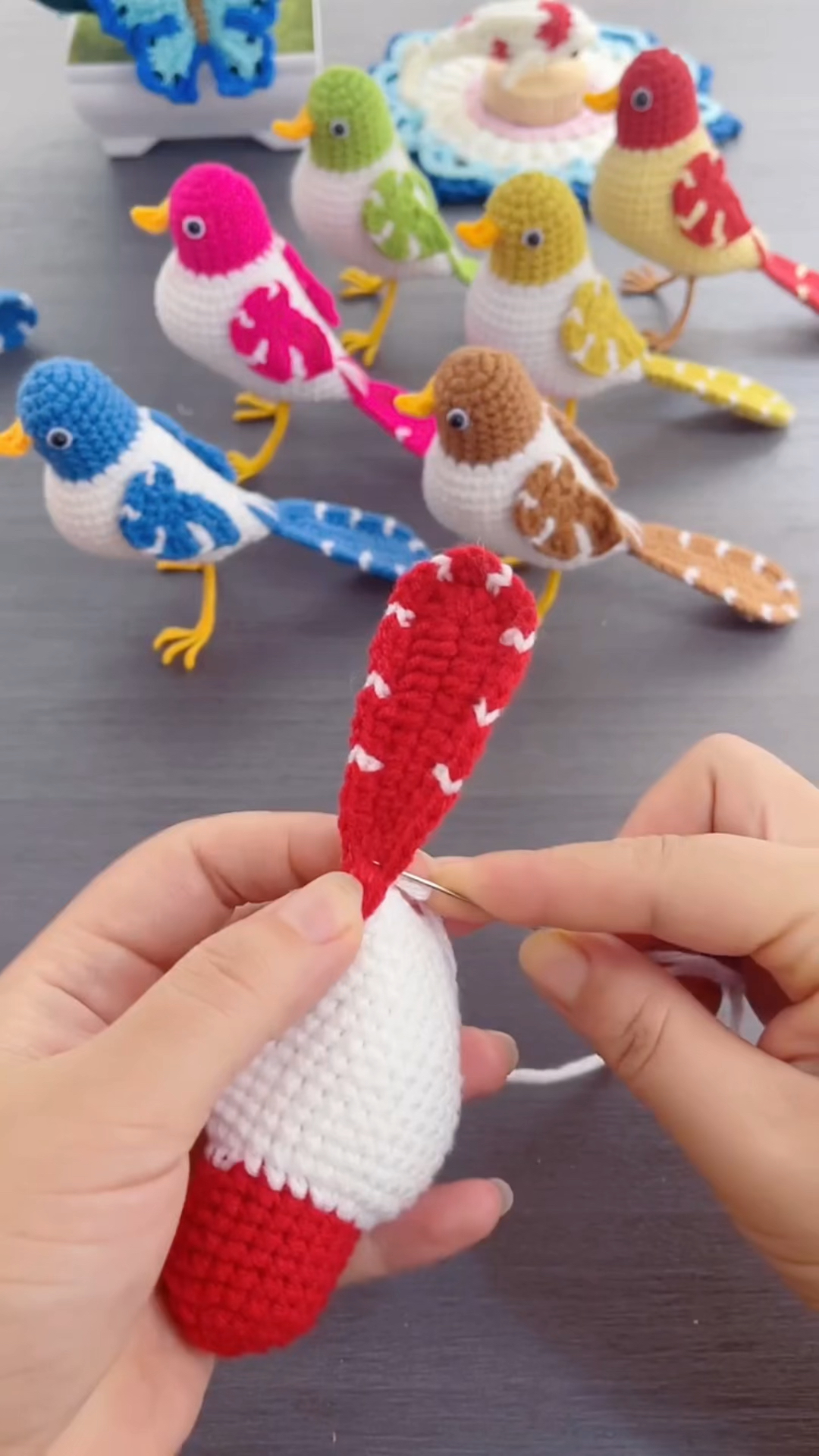 纯手工钩织小鸟