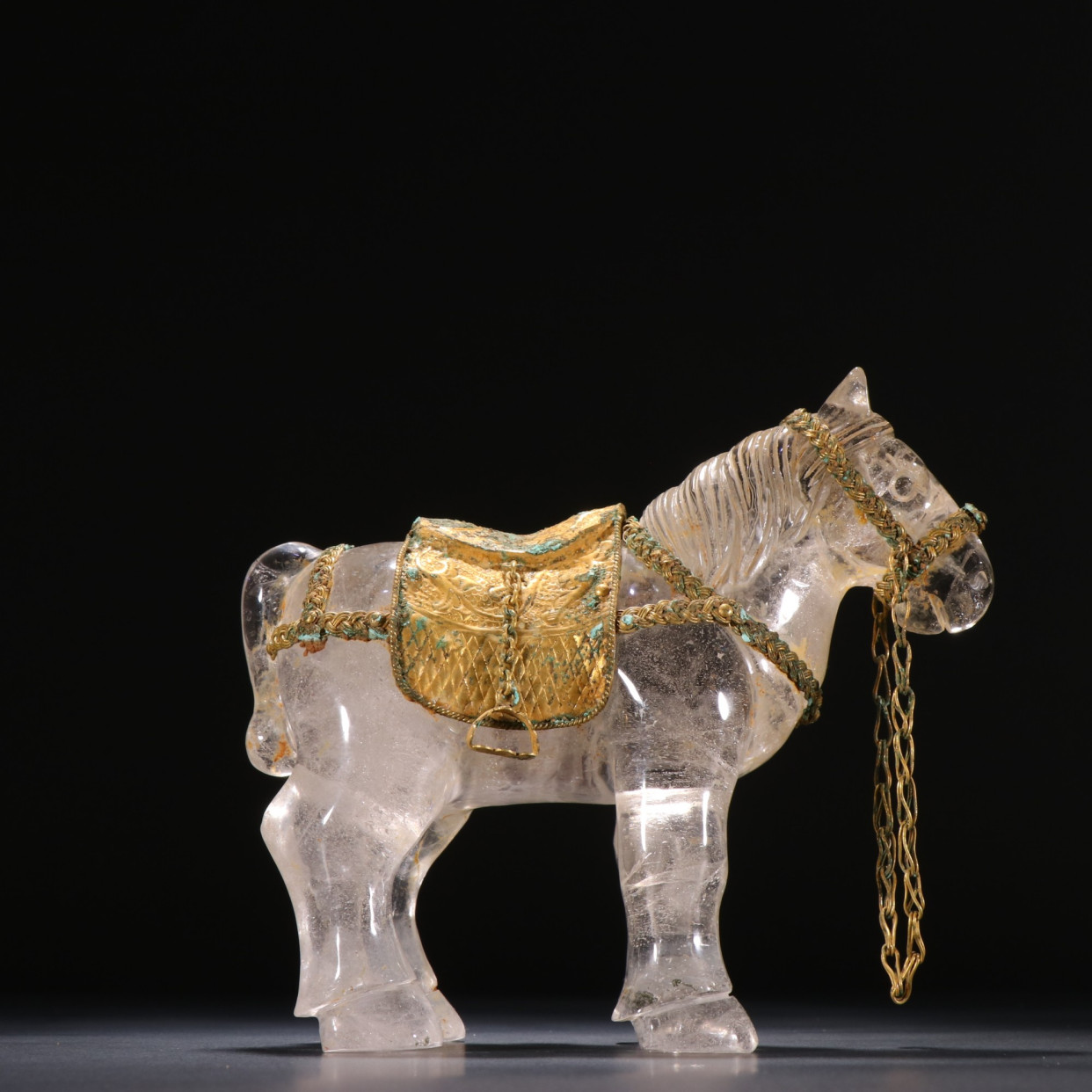 水晶包金马摆件