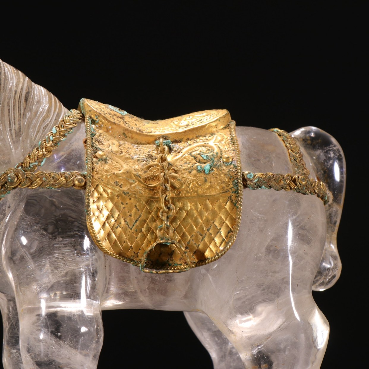 水晶包金马摆件