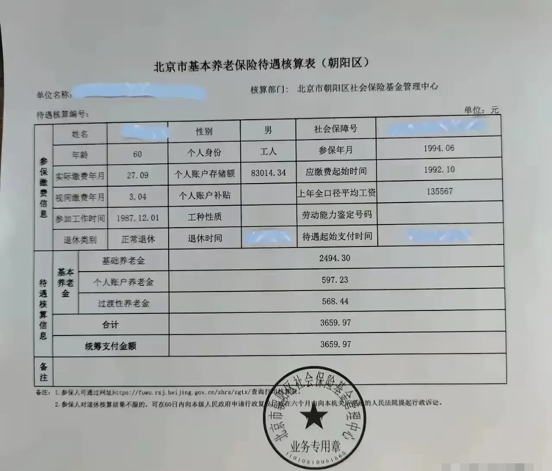 今天来聊聊一位北京某企业退休人员的情况