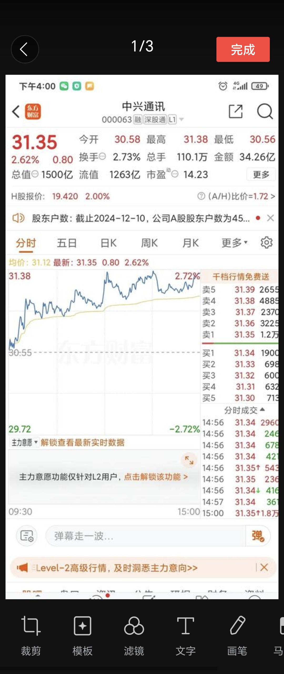 中兴通讯股票图片