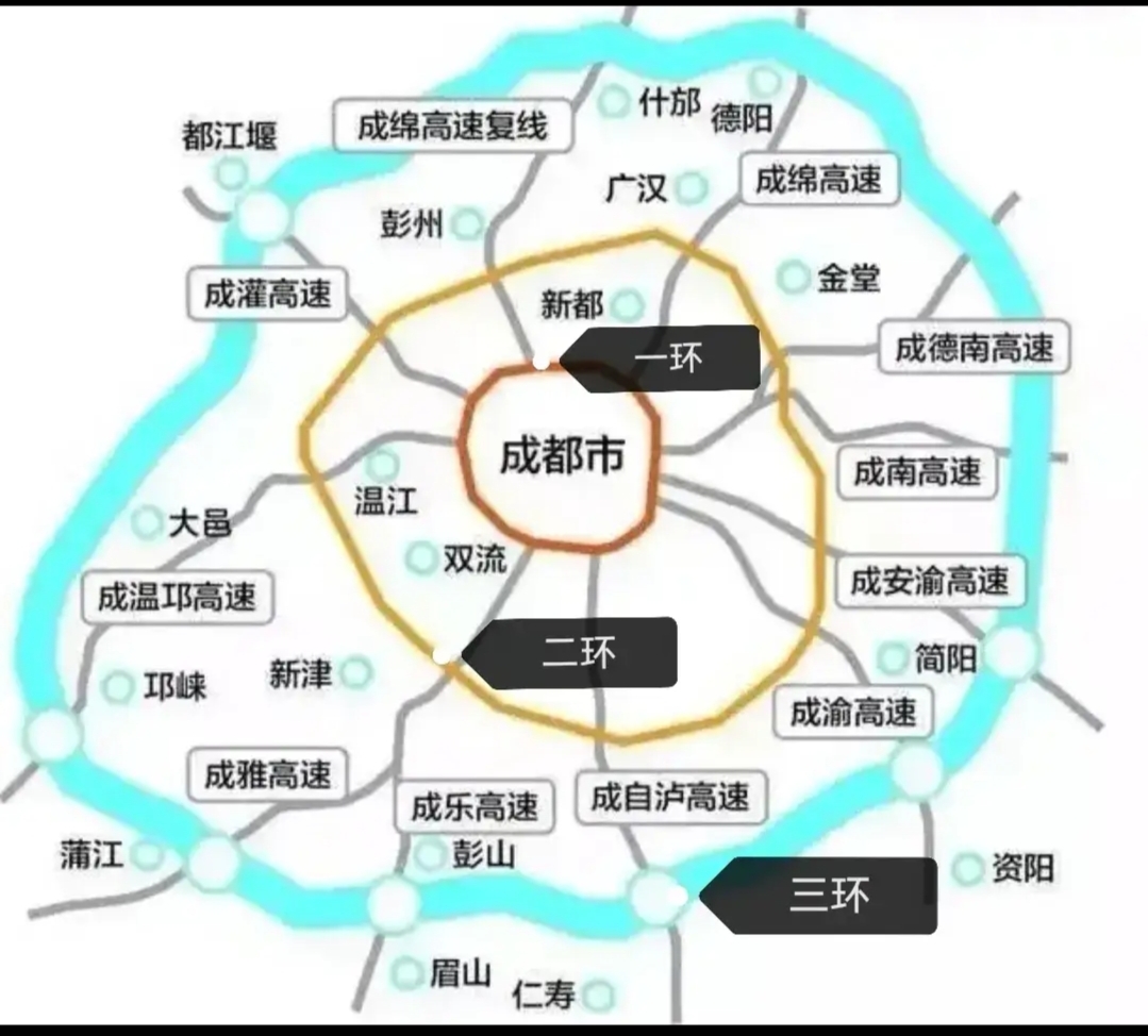 在我看来,成都的一二三环倘若依照这张图来重新界定划分,会显得更为