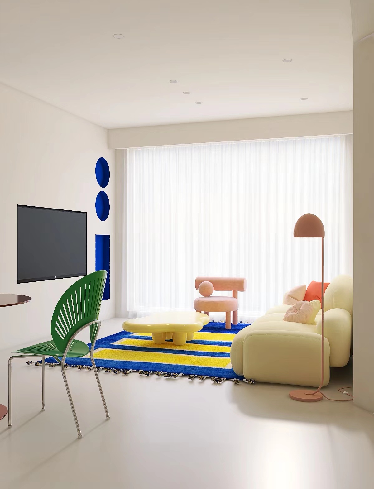 多巴胺配色的客厅装修