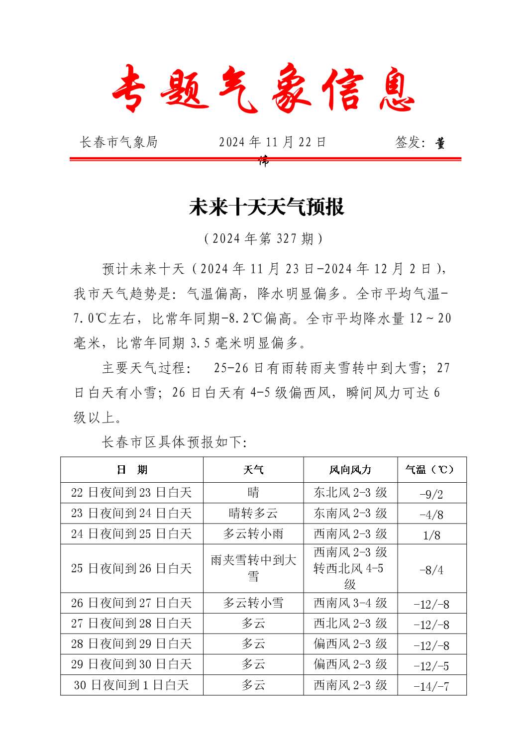长春吉林天气预报预报