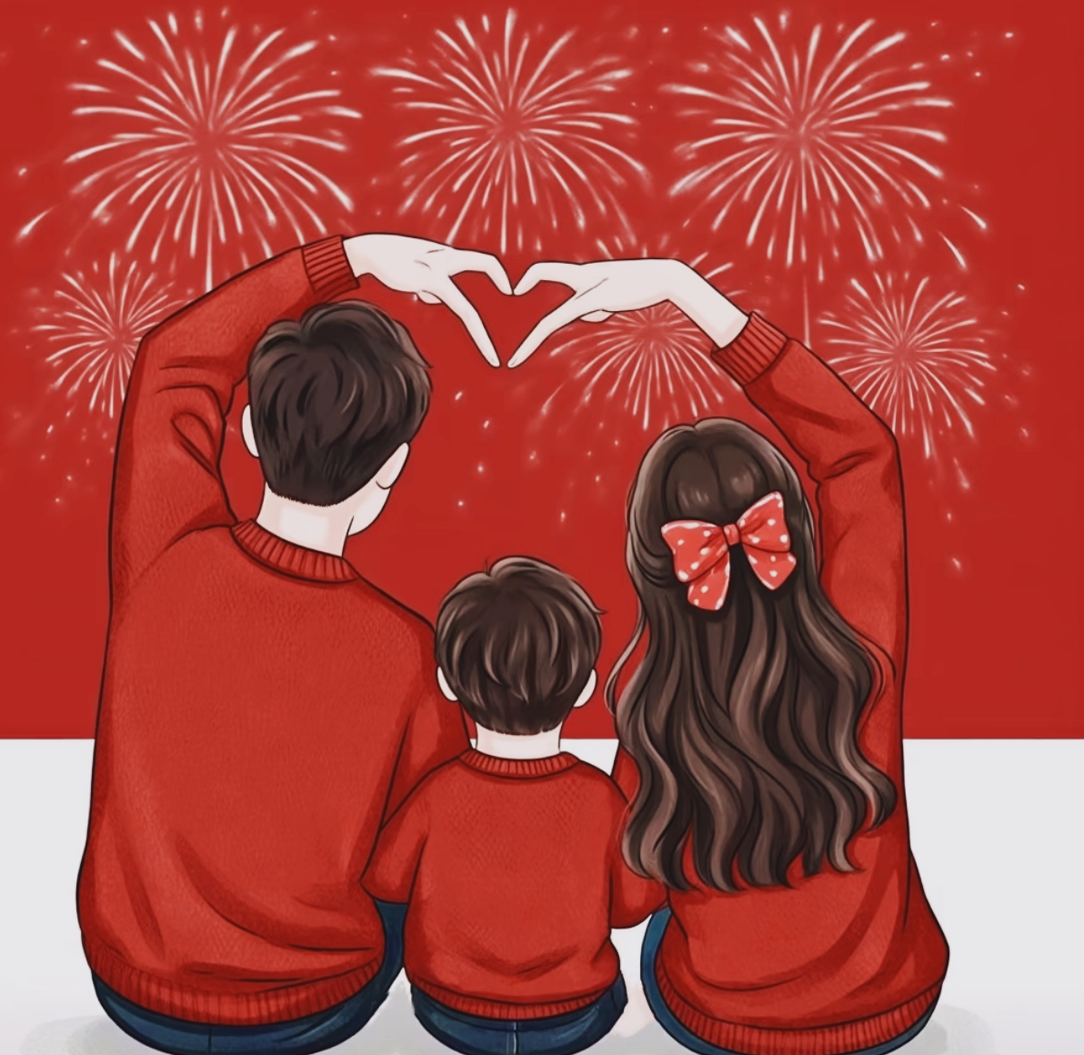 新年全家福头像来了 适合三口四口之家 拿图留个脚印