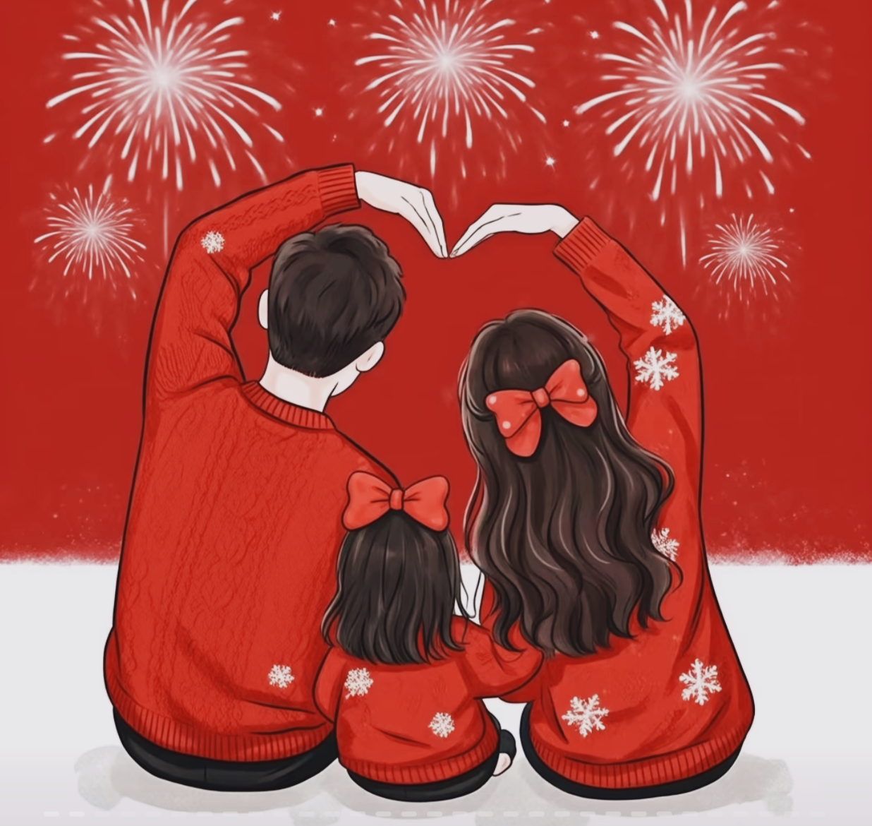 新年全家福头像来了 适合三口四口之家 拿图留个脚印