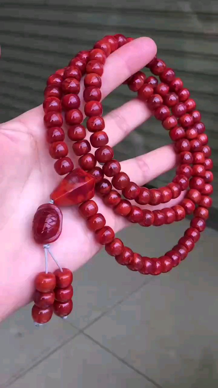 南红玛瑙火焰纹佛珠长串