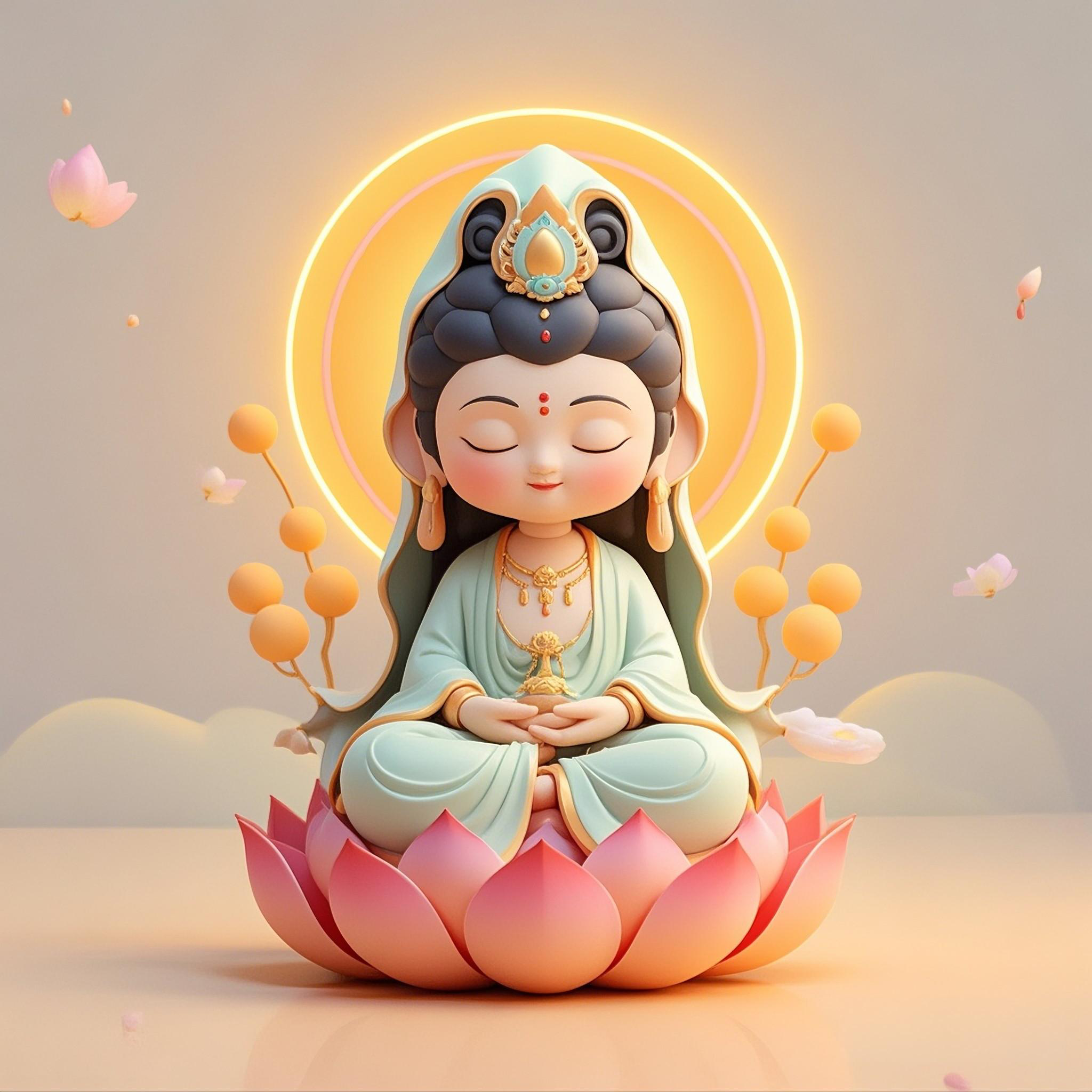 有趣表情:莲池禅意观音表情包#有趣表情