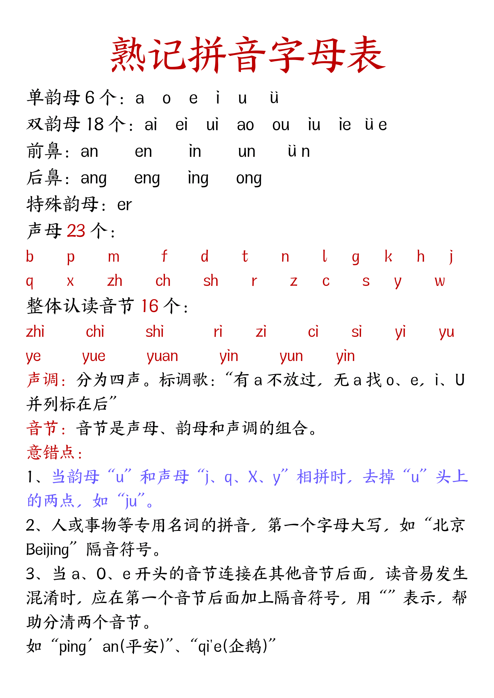 教育创作激励计划  一年级拼音专项练习提升