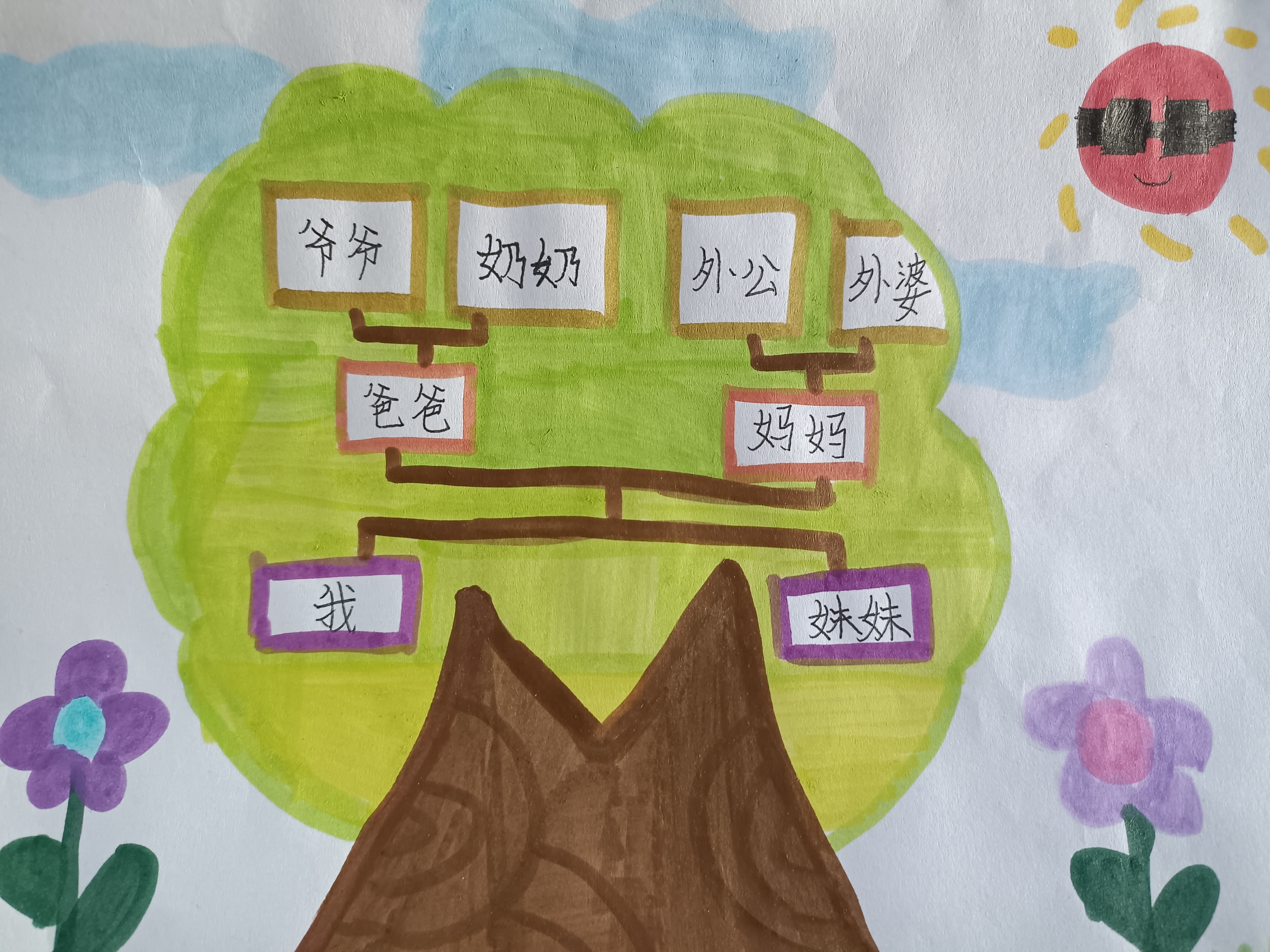 孩子们画的家族树