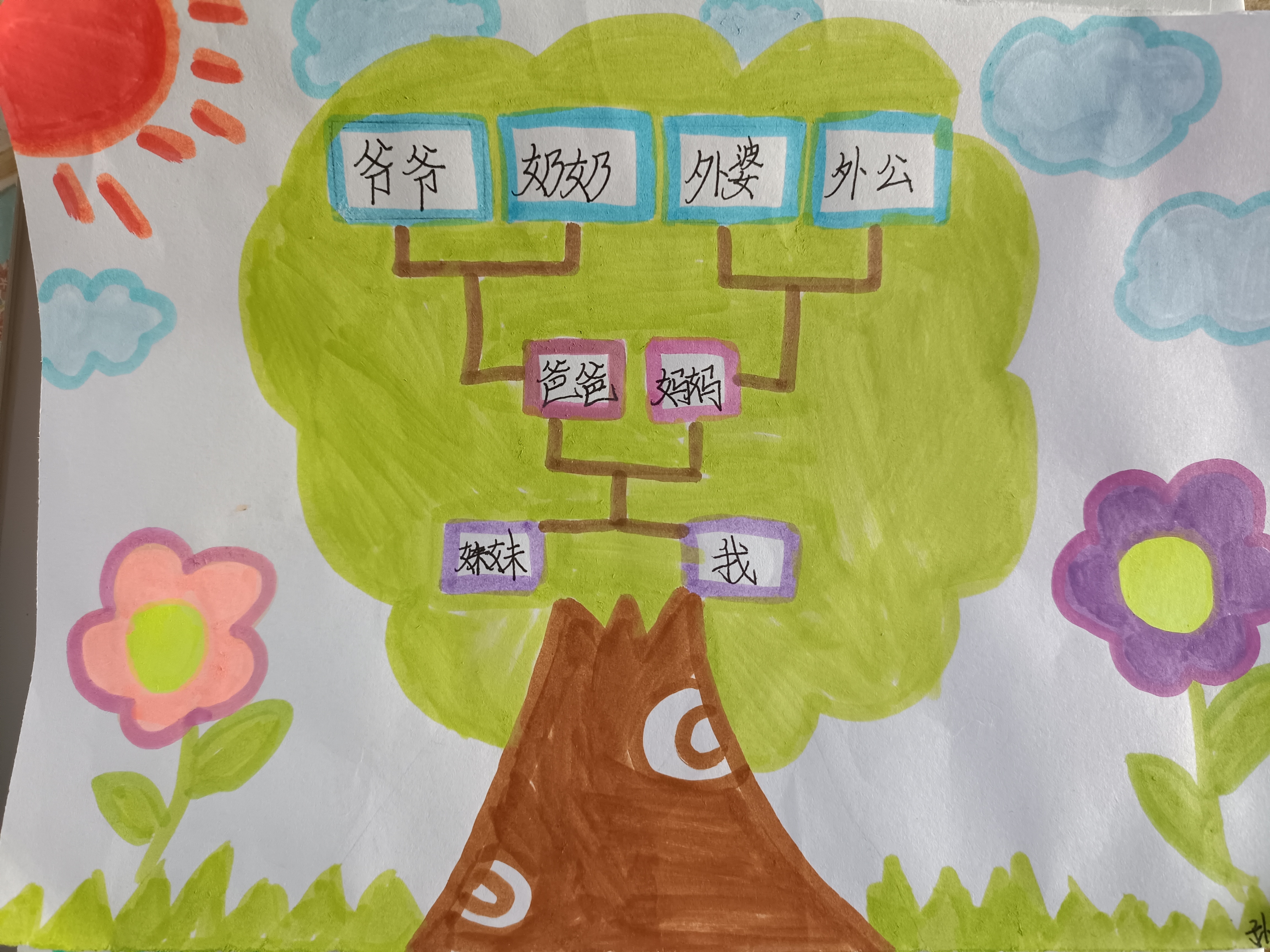 孩子们画的家族树