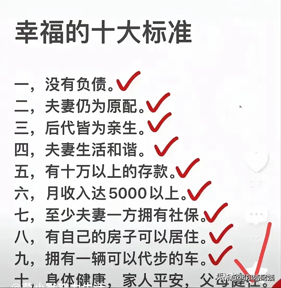 让我们先来看看这幸福的十大标准