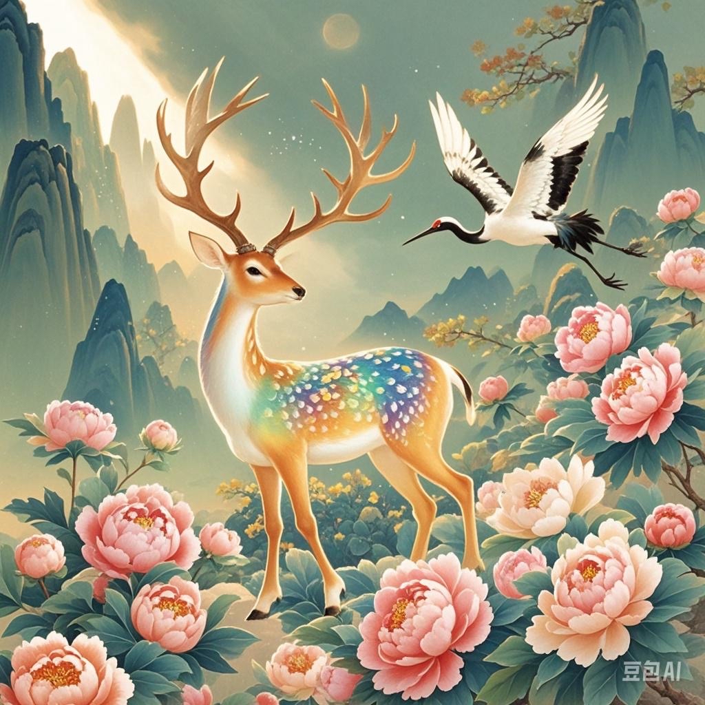 花开见鹿系列之神鹿现,财富好运一起来