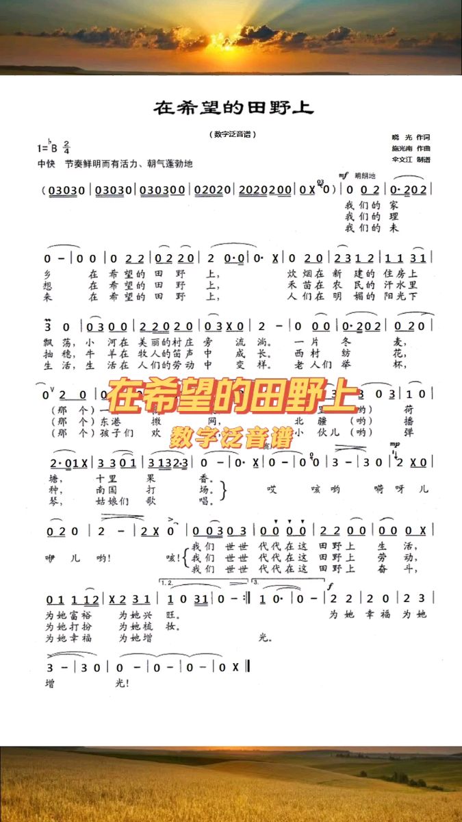 在希望的田野上数字泛音谱